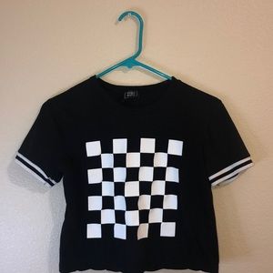 Black and white cropped graphic tee
